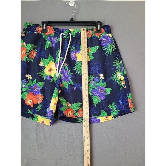 Polo Ralph Lauren Swim Trunks XL Navy Floral Hawaiian Shorts 5" Inseam EUC - Picture 8 of 10